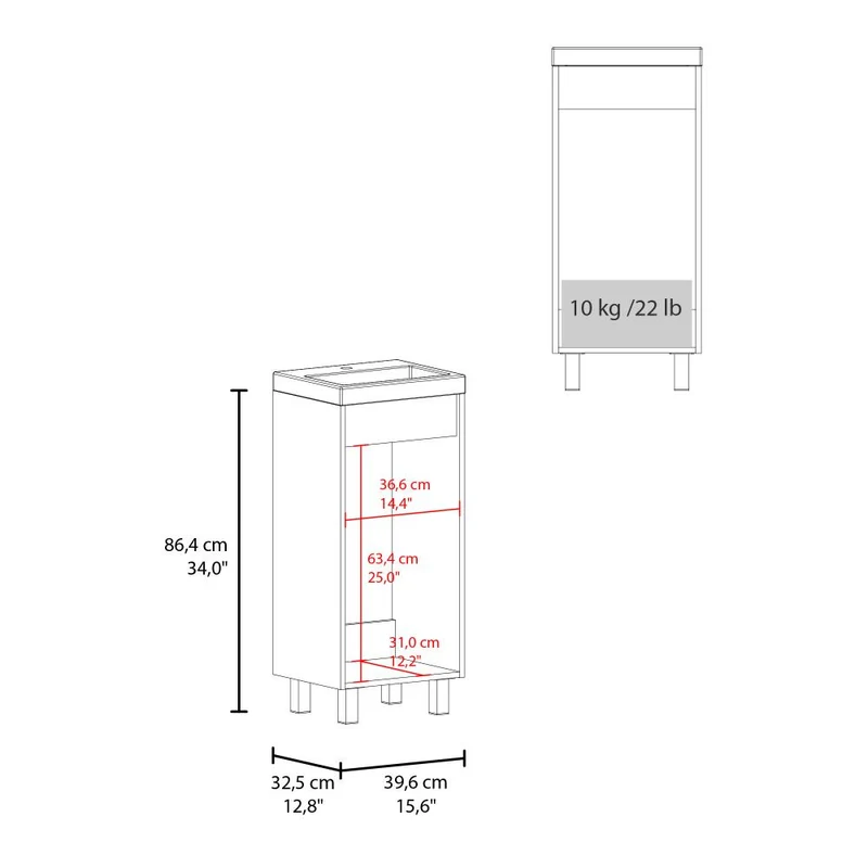 Mueble Lavamanos a Piso Oxford, Fresno Europeo, Incluye Lavamanos 40cm ZF