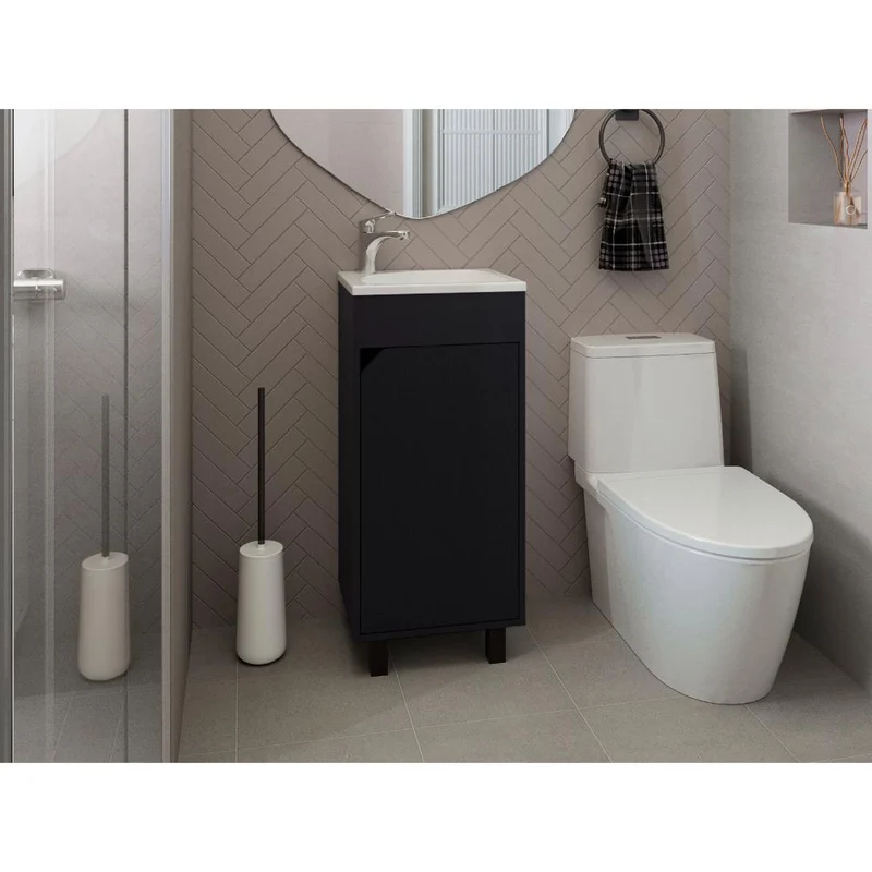 Mueble para Lavamanos Betel, Wengue, Incluye Lavamanos Plastiglas Floresta 40 ZF