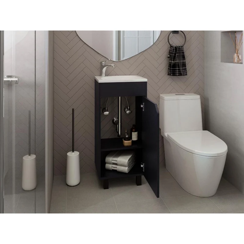 Mueble para Lavamanos Betel, Wengue, Incluye Lavamanos Plastiglas Floresta 40 ZF