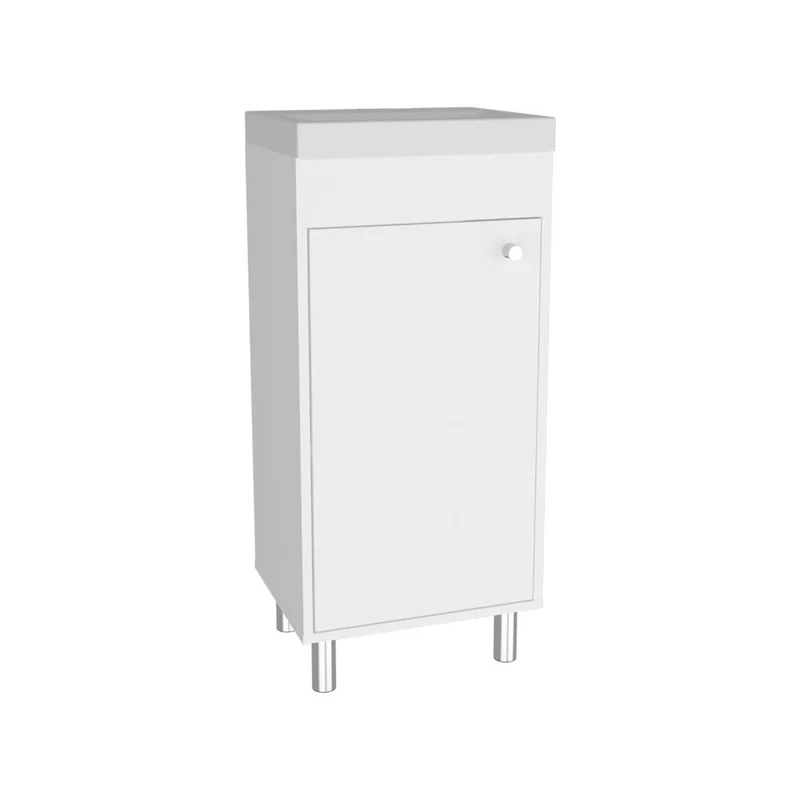 Mueble para Lavamanos Rivera, Blanco, con Patas en Acero y con Gran Espacio para Colocar Objetos ZF