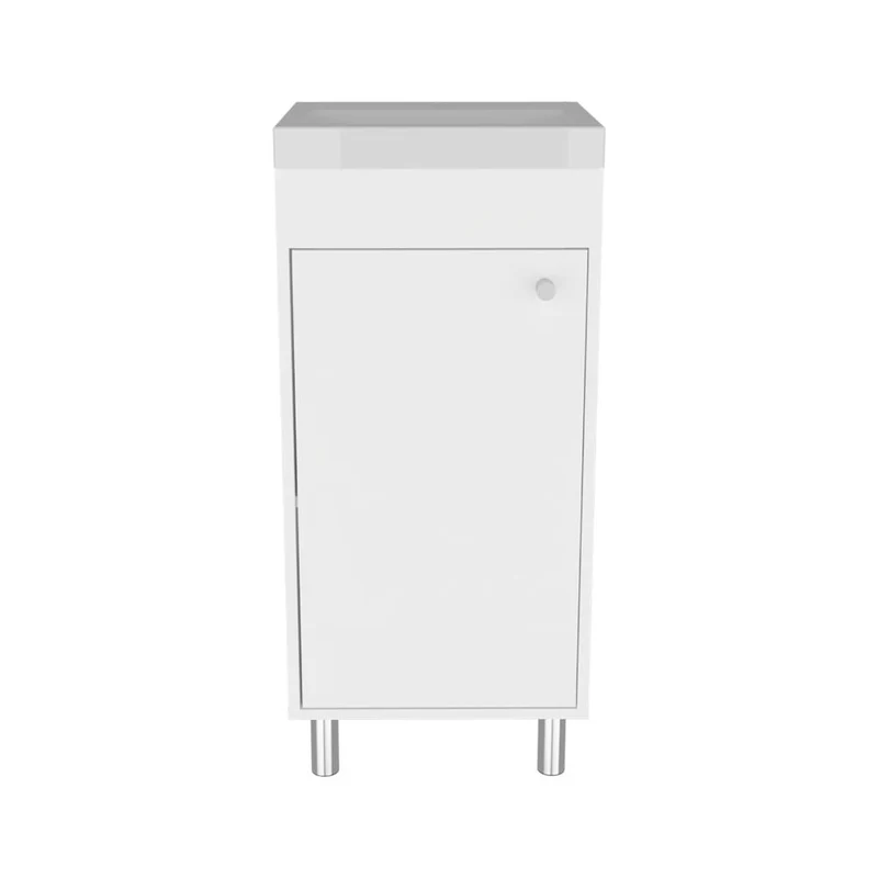 Mueble para Lavamanos Rivera, Blanco, con Patas en Acero y con Gran Espacio para Colocar Objetos ZF