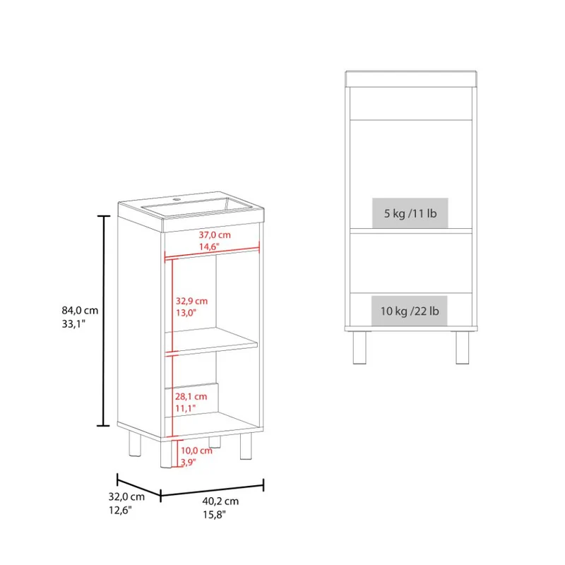 Mueble para Lavamanos Rivera, Wengue, con Patas en Acero y con Gran Espacio para Colocar Objetos ZF