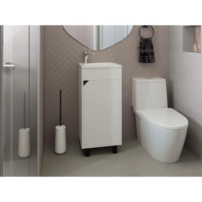 Mueble para Lavamanos Betel, Blanco, Incluye Lavamanos Plastiglas Floresta 40 ZF