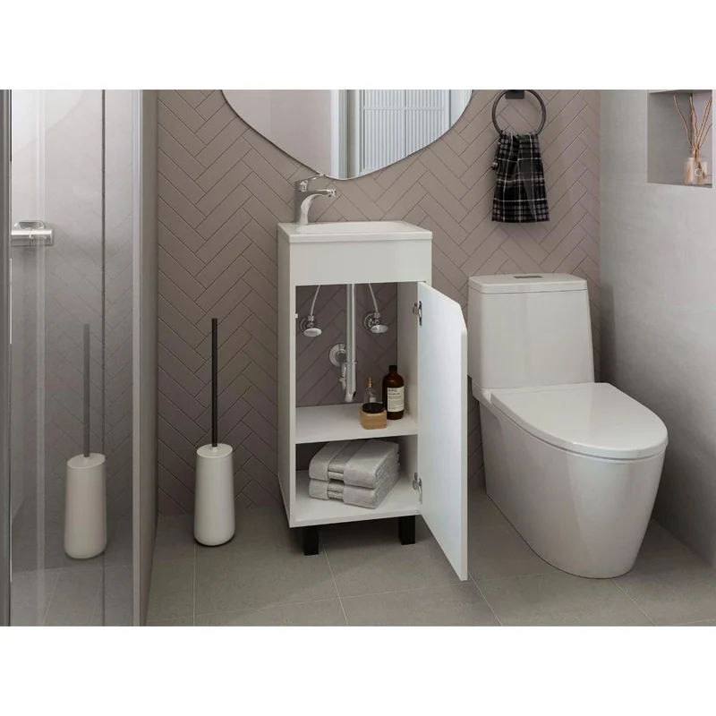 Mueble para Lavamanos Betel, Blanco, Incluye Lavamanos Plastiglas Floresta 40 ZF