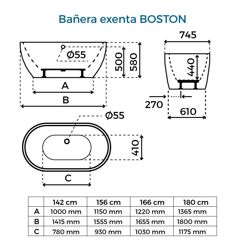 Bañera exenta BOSTON