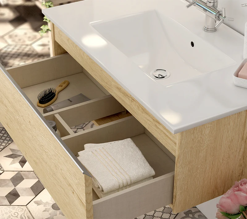 Meuble de salle de bain 80cm simple vasque - 1 tiroir - sans miroir - PENA
