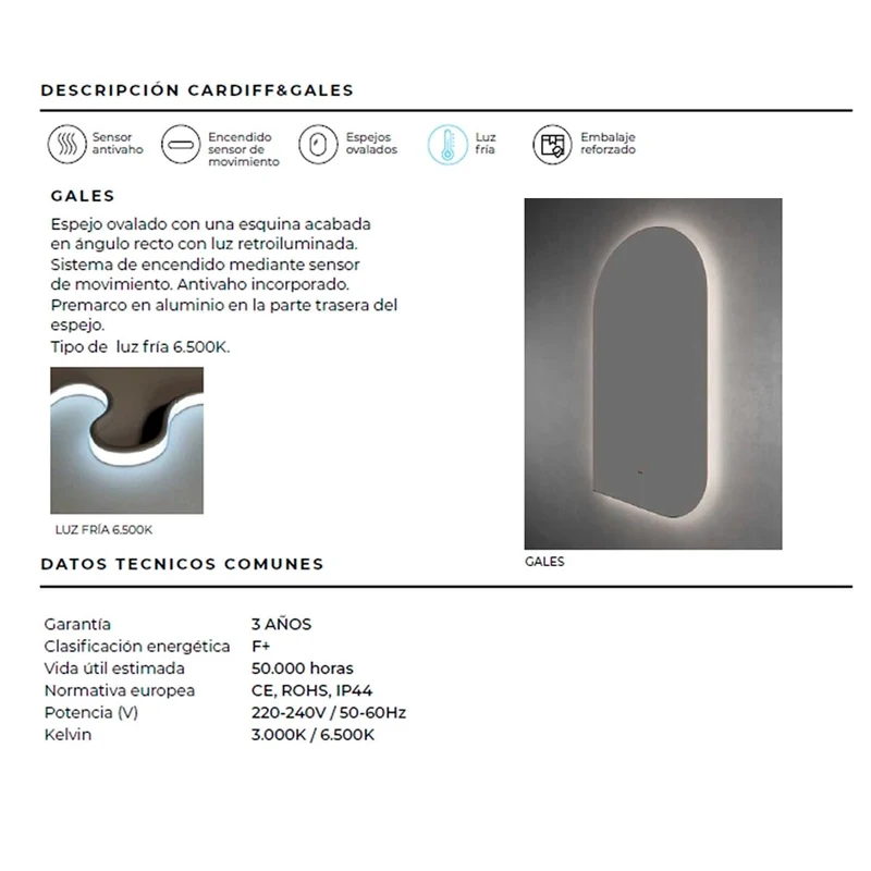 Espejo con sensor de proximidad Gales
