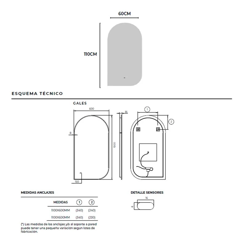 Espejo con sensor de proximidad Gales