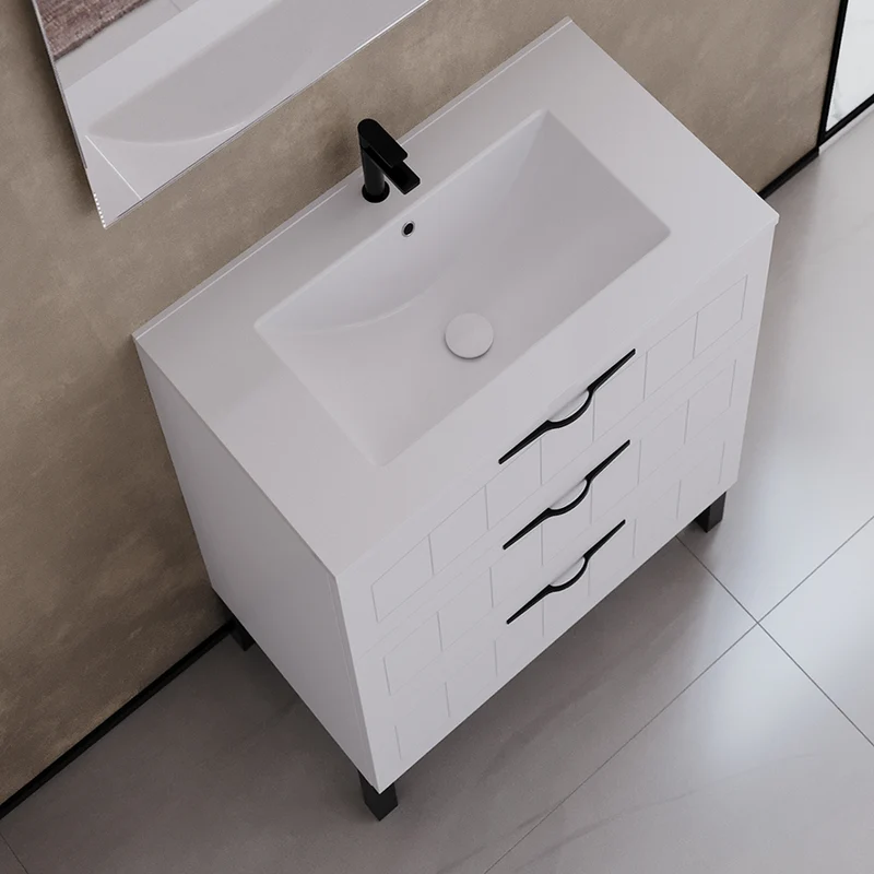 Meuble de salle de bain 60cm simple vasque - 3 tiroirs - CALA