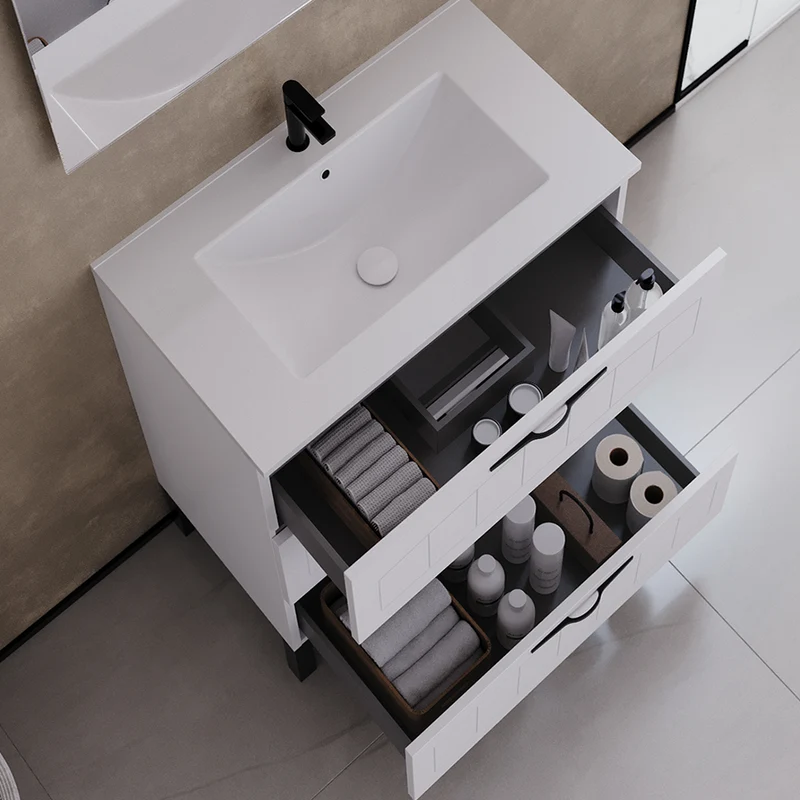 Meuble de salle de bain 60cm simple vasque - 3 tiroirs - CALA