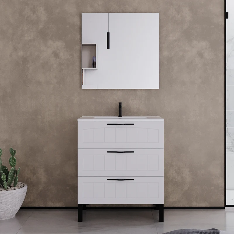 Meuble de salle de bain 60cm simple vasque - 3 tiroirs - CALA