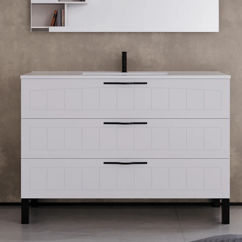 Meuble de salle de bain 120cm simple vasque - 3 tiroirs - CALA