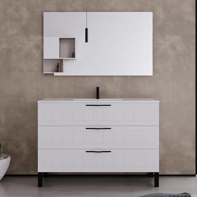 Meuble de salle de bain 120cm simple vasque - 3 tiroirs - CALA
