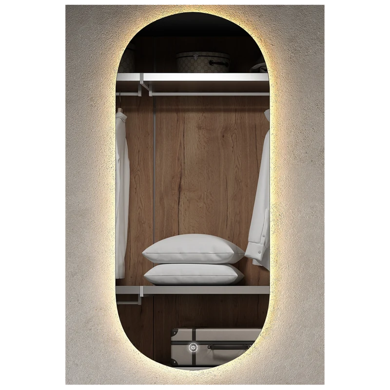 Miroir éclairage LED de salle de bain ARKADI avec interrupteur tactile - 50x90cm