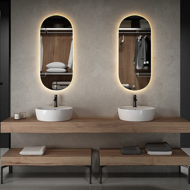 Miroir éclairage LED de salle de bain ARKADI avec interrupteur tactile - 50x90cm