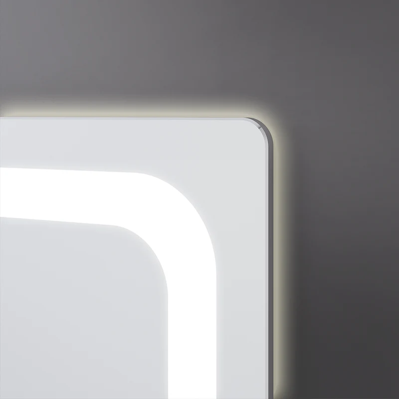 Miroir éclairage LED de salle de bain VELDI avec interrupteur tactile - 80x80cm