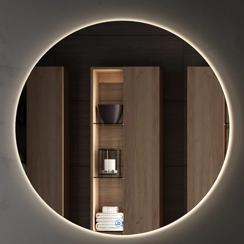 Miroir rond éclairage LED de salle de bain SOLEN avec interrupteur tactile - 80cm
