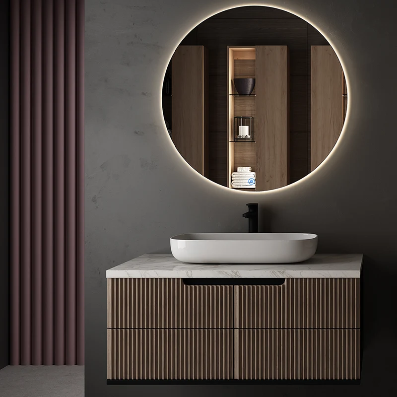 Miroir rond éclairage LED de salle de bain SOLEN avec interrupteur tactile - 80cm