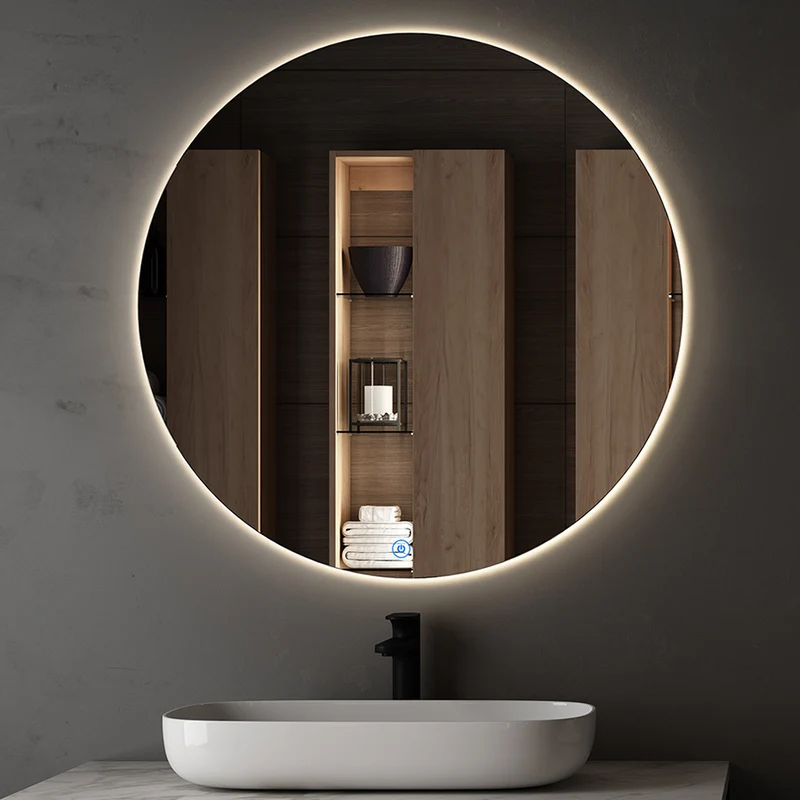 Miroir rond éclairage LED de salle de bain SOLEN avec interrupteur tactile - 80cm