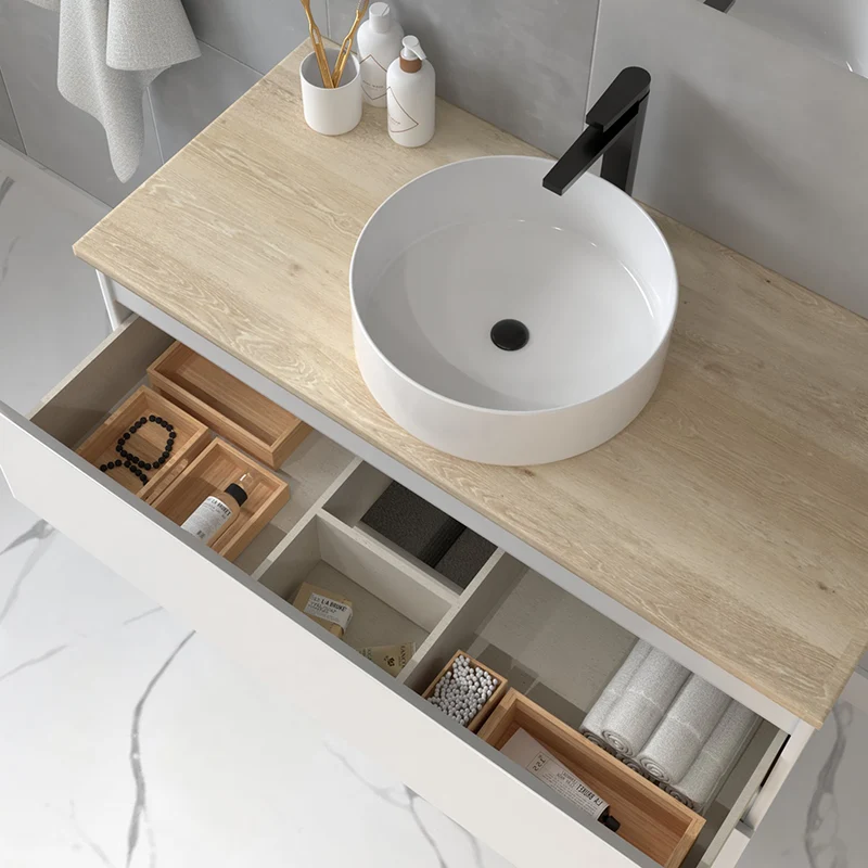 Vasque à poser ronde en céramique blanche - ARES - 37cm