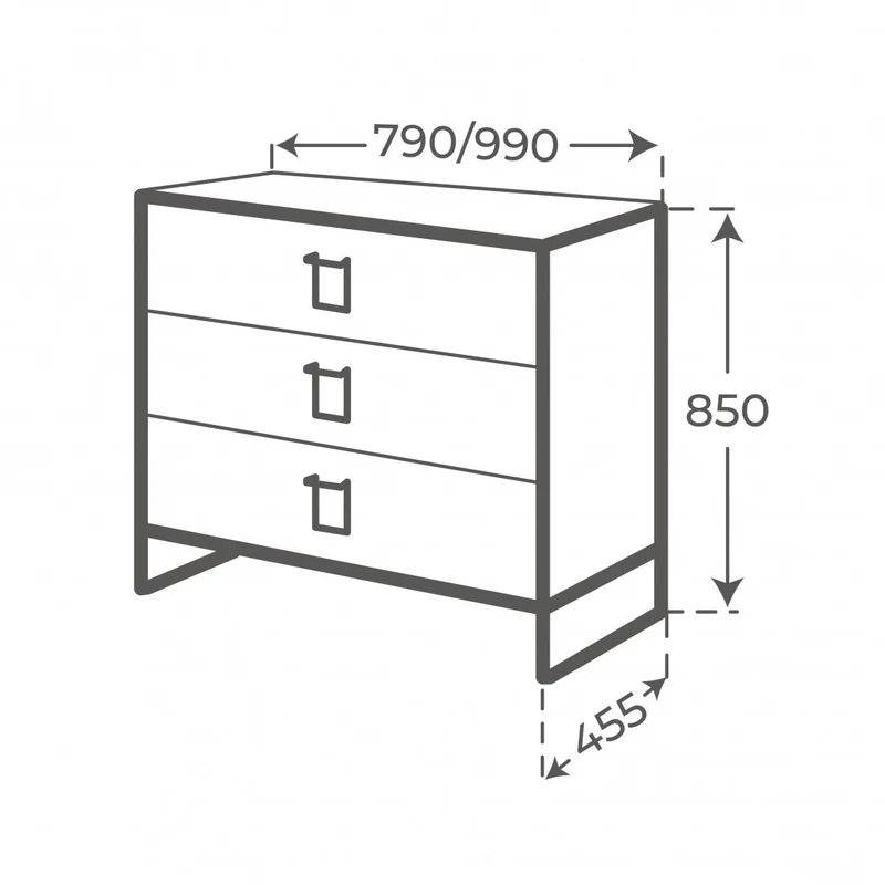 Mueble de baño tres cajones Gorbea