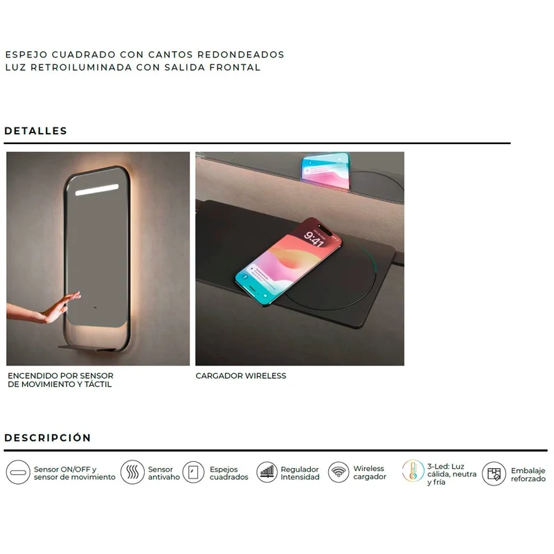 Espejo baño carga Wireless Concept