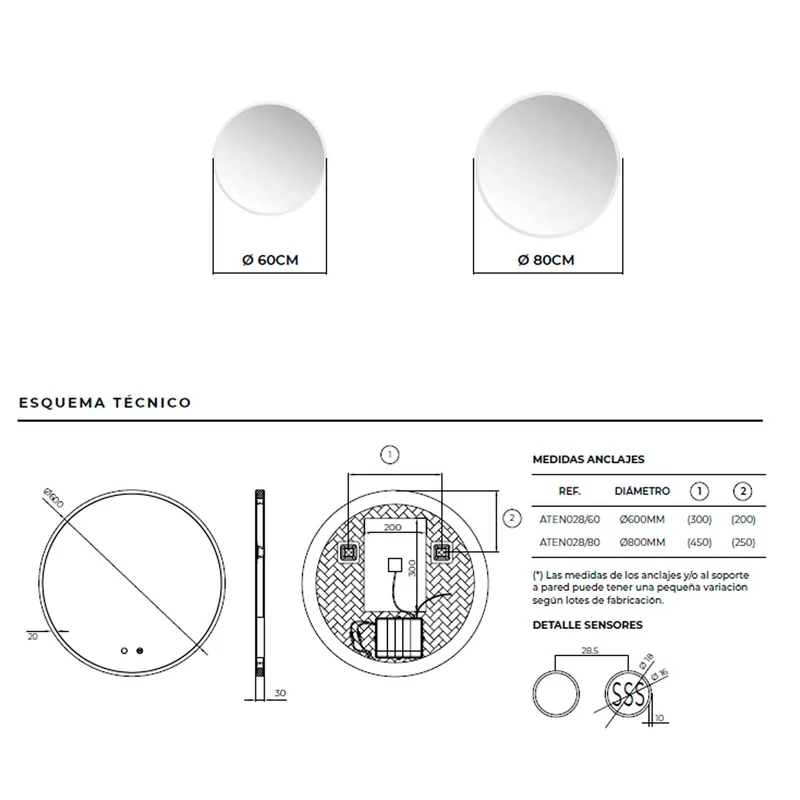Espejo con luz led Atenas
