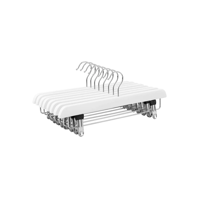 Perchas para Faldas Pantalones de Madera Maciza con Clips Antideslizantes