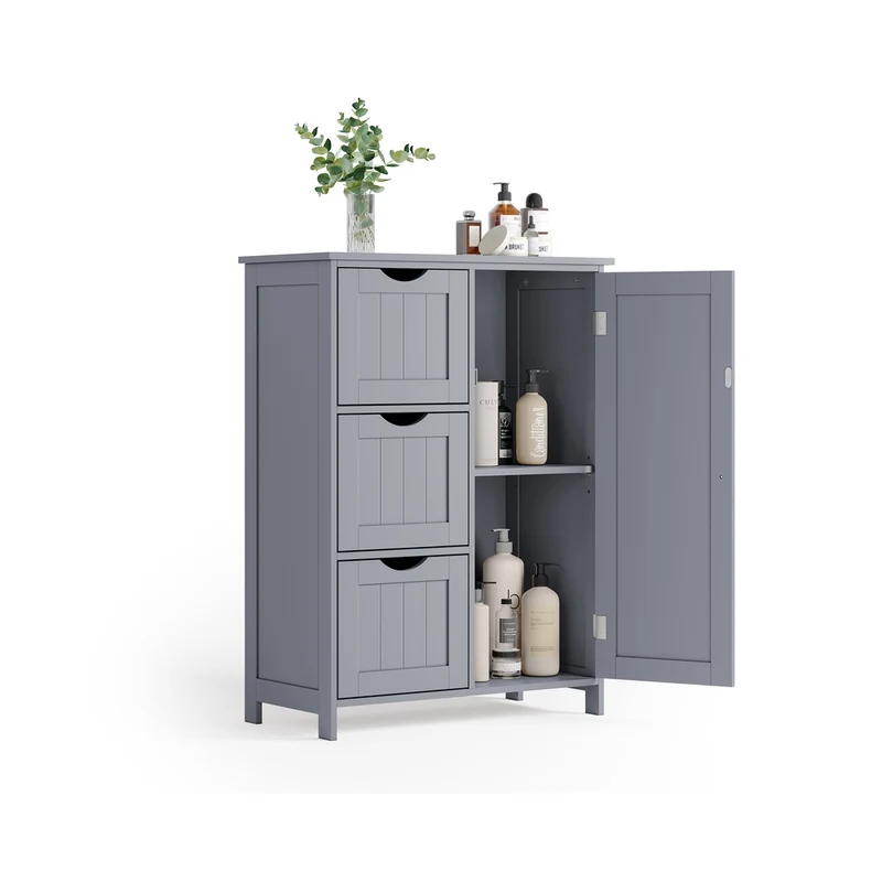 Armario de Baño Estrecho Cómoda con Cajones Estante Ajustable