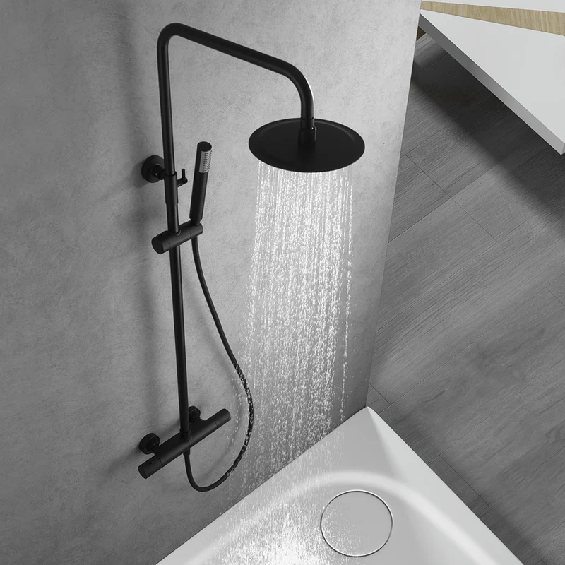 Colonne de douche thermostatique LINE - Noir mat