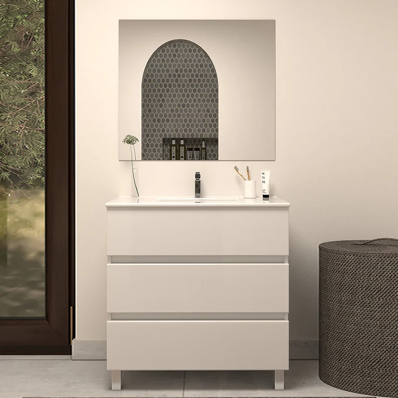 Meuble de salle de bain 60cm simple vasque - 3 tiroirs - MAYOR
