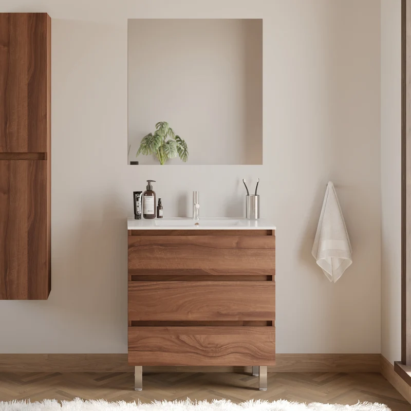 Meuble de salle de bain 60cm simple vasque - 3 tiroirs - MAYOR