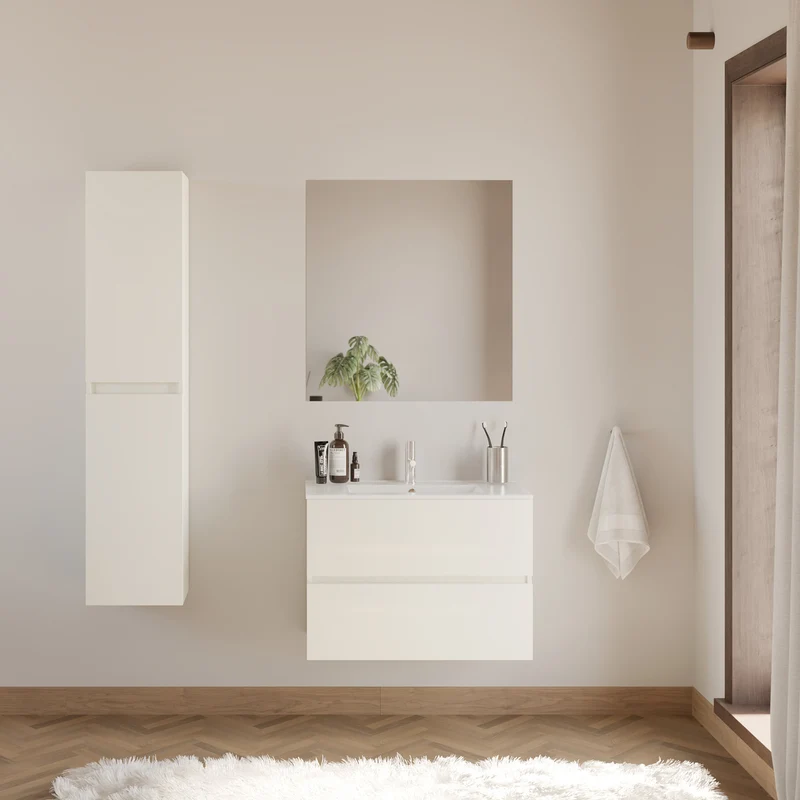 Meuble de salle de bain 60cm simple vasque - 2 tiroirs - IDA
