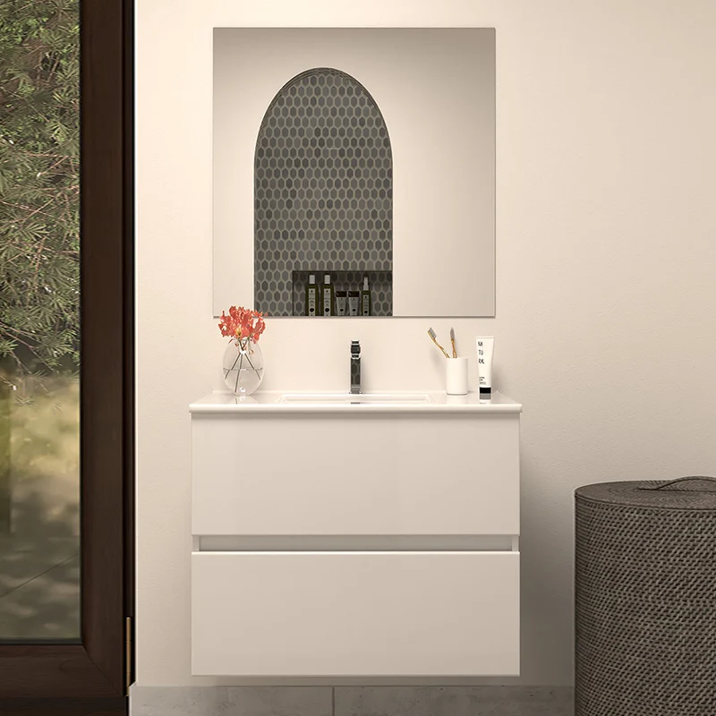 Meuble de salle de bain 60cm simple vasque - 2 tiroirs - IDA