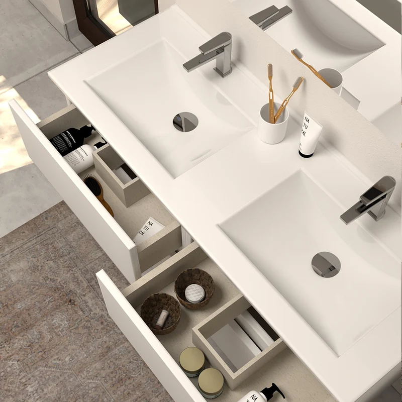 Meuble de salle de bain 120cm double vasque - 4 tiroirs - IDA