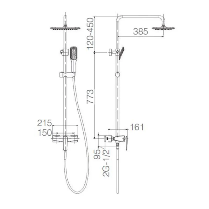 Colonne de douche thermostatique ESCOSIA - Chromé
