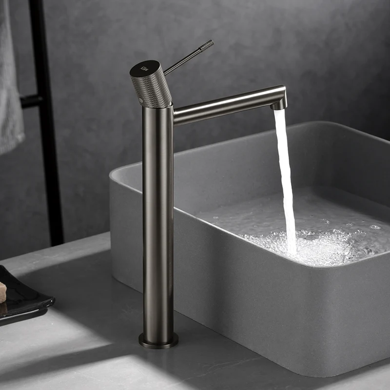 Mitigeur lavabo bec haut LINE - Nickel brossé