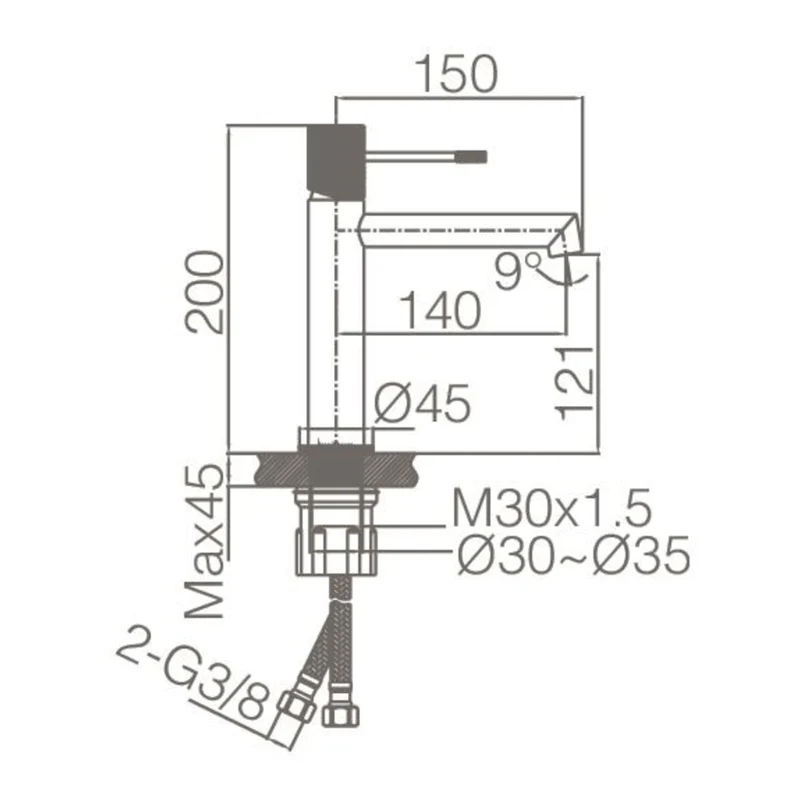 Mitigeur lavabo LINE - Chromé