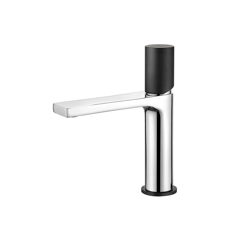 Grifo de lavabo monomando negro y cromo Tube