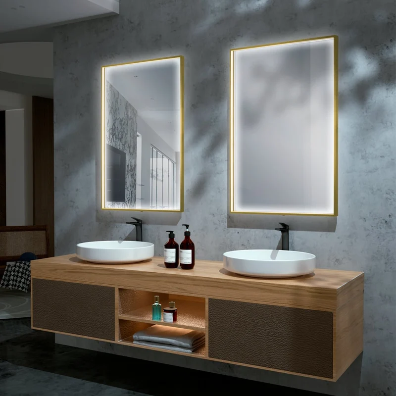 Espejo luz led integrada Ability oro cepillado