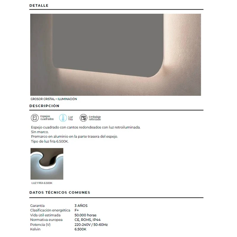 Espejo retroiluminado Dinamarca
