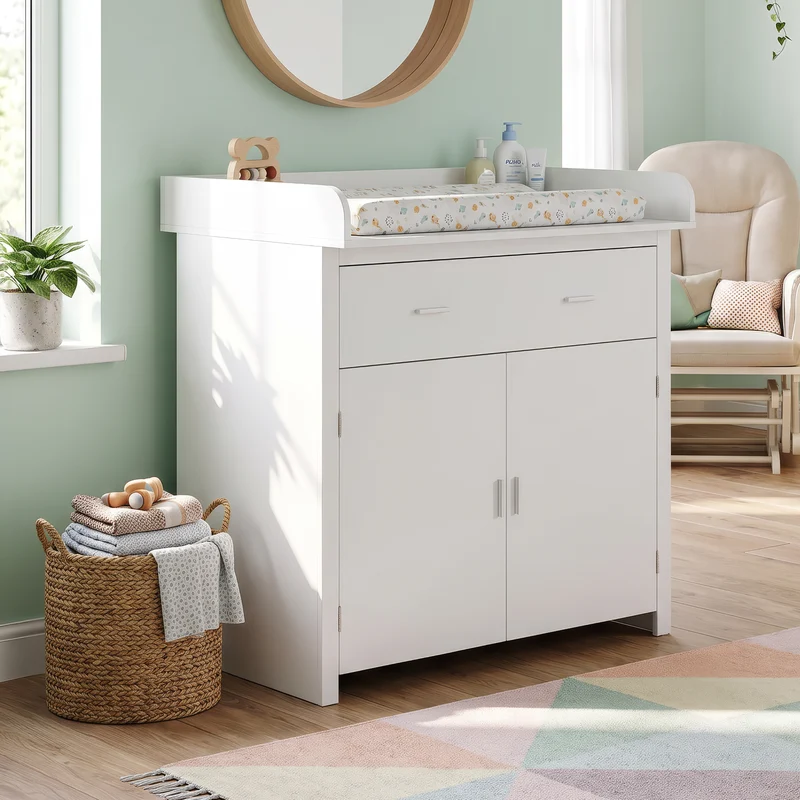 Cómoda Starler con cambiador desmontable 1 cajón 104x96x77 cm [en.casa]