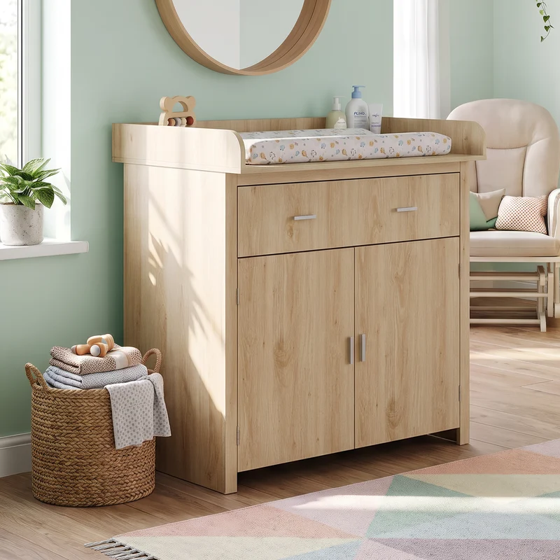Cómoda Starler con cambiador desmontable 1 cajón 104x96x77 cm [en.casa]