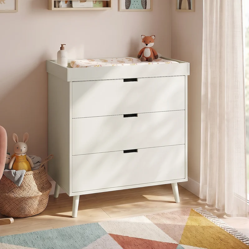 Cómoda Sallinrar con cambiador desmontable 3 cajones 92x84x50 cm [en.casa]