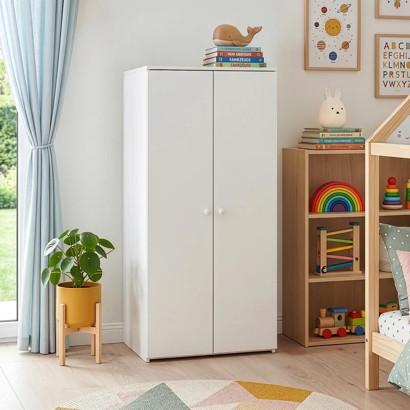 Armario ropero infantil Beldinupp con 2 puertas 123x60x40 cm [en.casa]