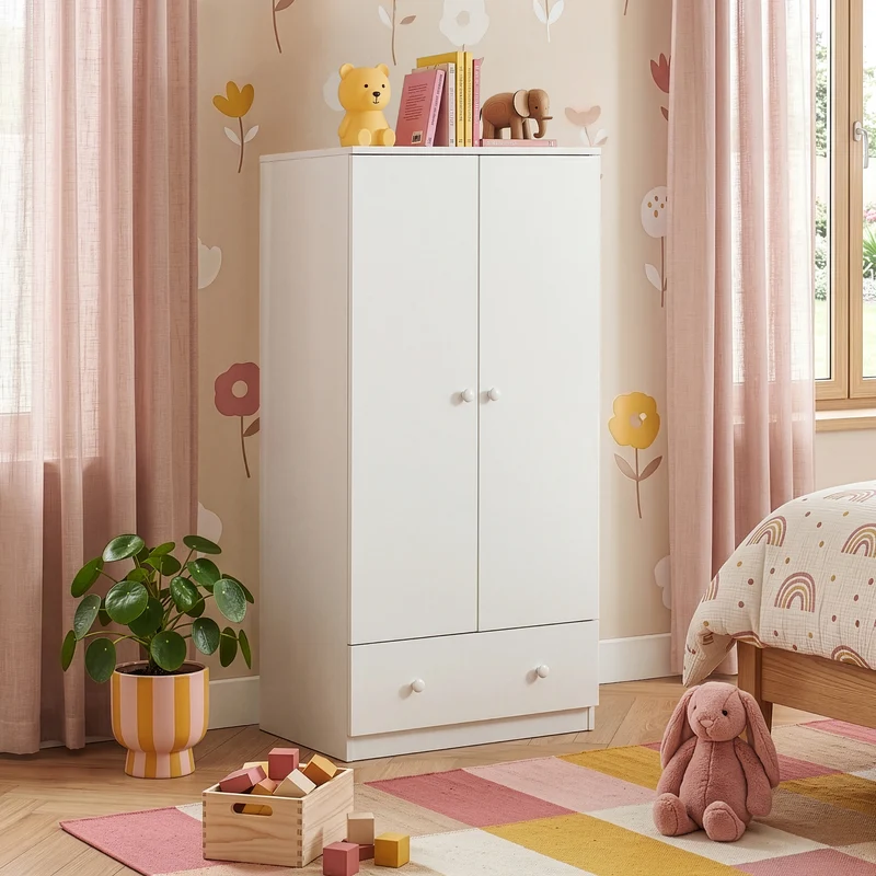 Armario ropero infantil Beldinupp con 2 puertas 123x60x40 cm [en.casa]