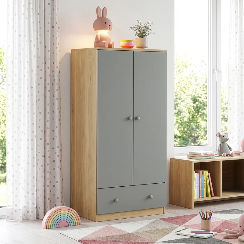 Armario ropero infantil Beldinupp con 2 puertas 123x60x40 cm [en.casa]
