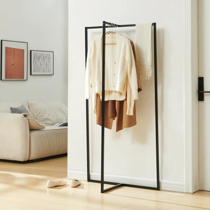 Perchero Norjad diseño abierto metal 160 x 80 x 41 cm - Negro [en.casa]