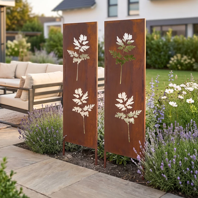 Set de 2 estacas decorativas Irsina 160x50cm Efecto oxidado [casa.pro]
