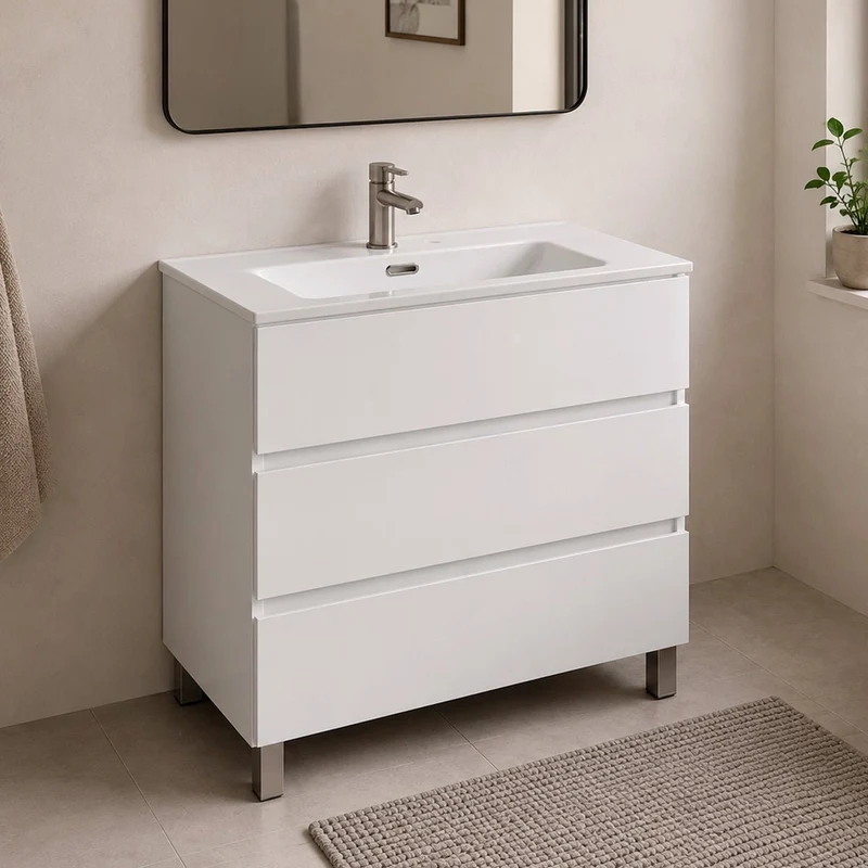 Mueble baño con patas y lavabo Triana